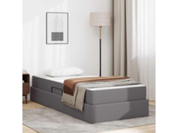 Vidaxl Cama Com Arrumação E Colchão 2 Unid. Cinzeto Couro