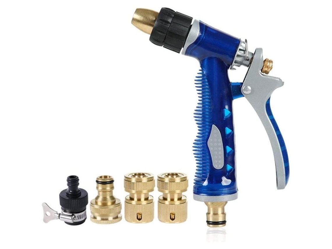 Pistola multifuncional de alta pressão para lavagem de jardins e carros com conexão universal.