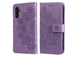Capa De Couro Com Aba Horizontal, Estampa De Flores De 7 Pétalas Em Relevo, Para Samsung Galaxy A13 5g, Com Suporte E Compartimentos Para Cartões.