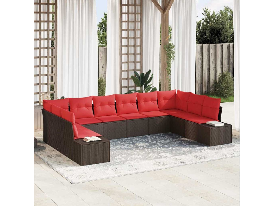 Vidaxl Conjunto De Sofá De Jardim 10 Unid. 9-número De Lugares