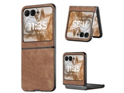 Capa Traseira Vintage Em Couro E Policarbonato Para Celular Motorola Razr 50 Ultra