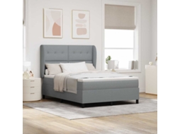 Vidaxl Cama Box Com Cabeceira Cinzento-claro 160 X 200 Cm Tecido