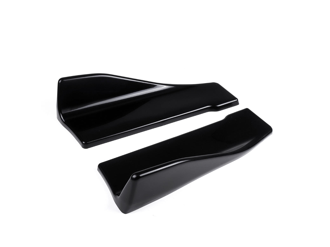 2 Peças 35 Cm Preto Universal Saia Lateral Do Carro Pára-choques Traseiro Lábio Divisor Aventais Winglet