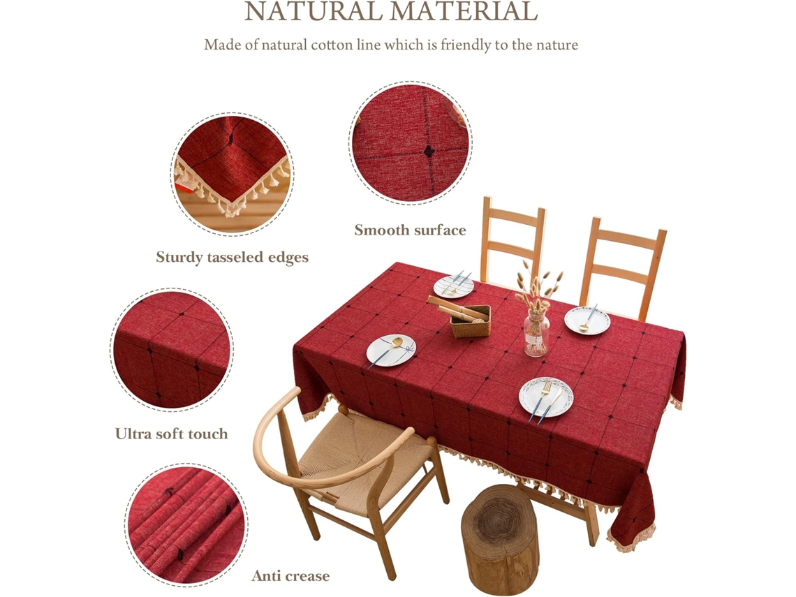 Lurelia Toalha De Mesa Quadrada Algodão Linho Natural Impermeável Natal Macio