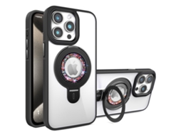 Suporte Casa Para Iphone 14 Pro Pele Sintética Magnética Preto