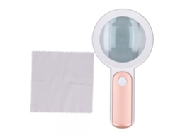 Lupa De Mão Ultra Leve 30x Lente Óptica Hd Com Luz Led Para Leitura Ouro Rosa E Branco