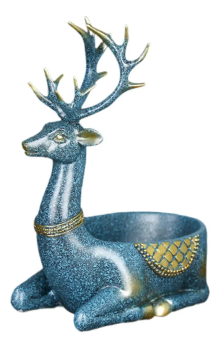 Estátua De Veado, Escultura Animal, Bandeja Azul Para Sentarvayotoy