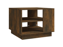 Mesa de centro com prateleiras, design moderno e contemporâneo, 55 x 55 x 43 cm, madeira industrializada, marrom, Dec038436, Décoshop26