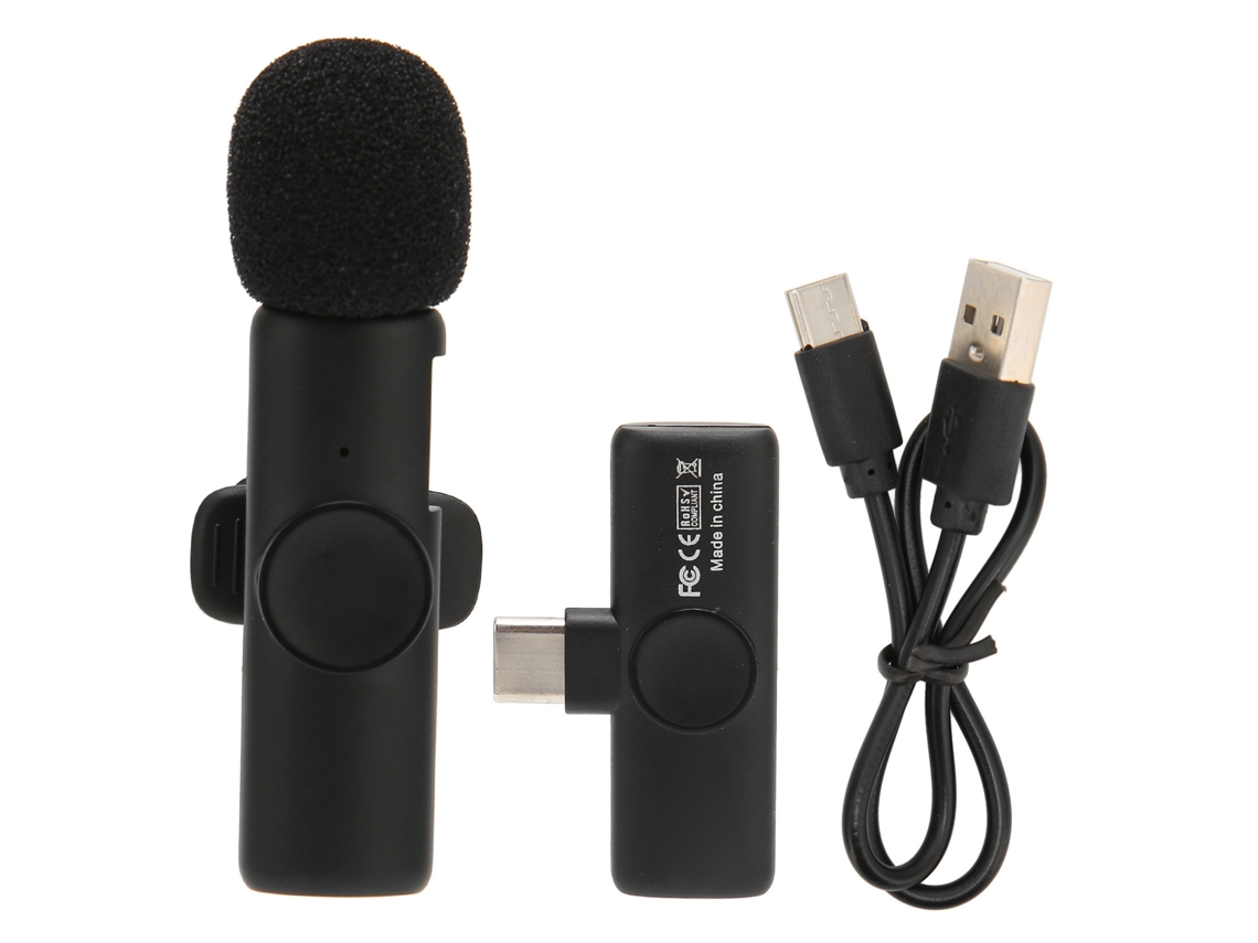 Microfone Lavalier sem fio EOOCOO, plug and play, sincronização automática