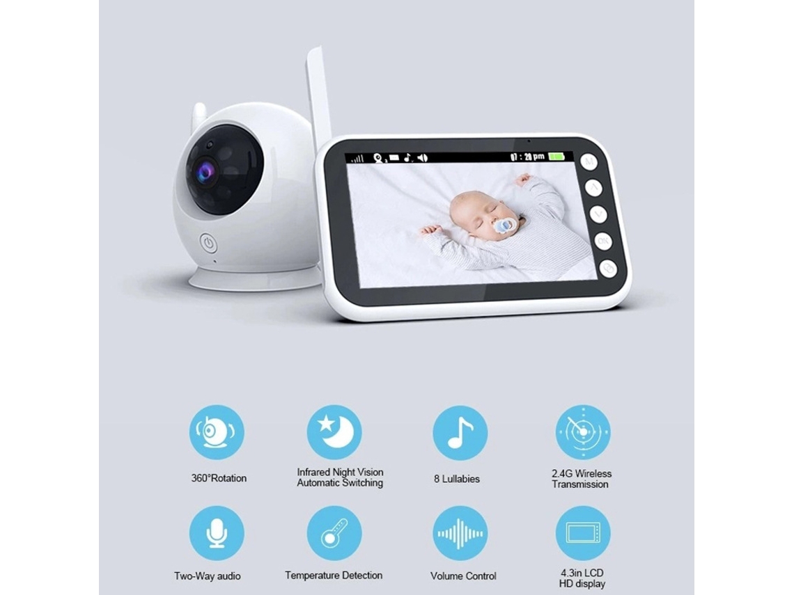 Babá Eletrônica com Câmera, Tela de 4,3 Polegadas AQUAFORGE