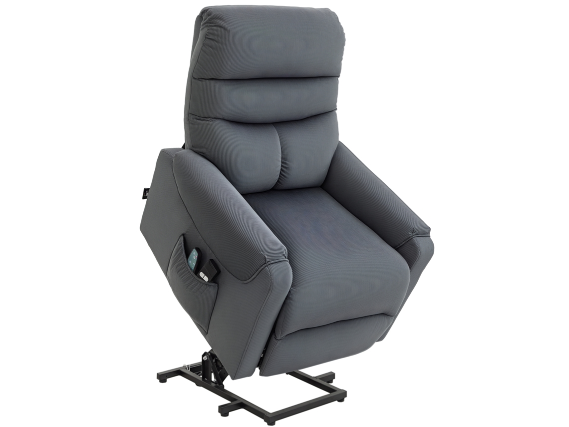 Poltrona Elétrica Reclinável Com Função De Elevação, Massagem, E Aquecimento, Controle Remoto E Bolso Lateral, Tecido De Poliéster