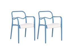 Conjunto De 2 Cadeiras De Jardim Beliani Thasos De Polipropileno Azul 57x57x80
