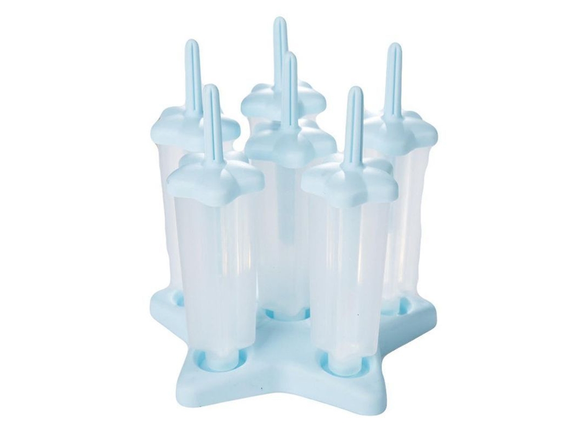 Molde De Paletas De Silicona Bpa Free Reutilizável Com Bandeja Anti-goteo E Alça Segura Para Sorvetes Caseiros Fáceis De Desmoldar Pentágono Azul