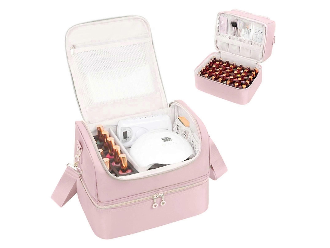 25 26 Nail Polish Organizer Case, Supplies Storage Box Holds 45 Bottles Lamp, Travel Tech Carrying Case GOKOCO