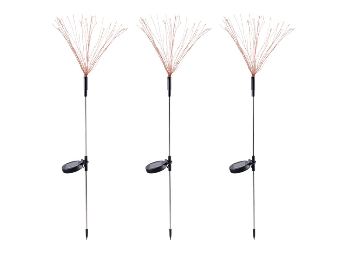 2026 3 Peças de Luz de Fogo Artificial Solar Exterior Impermeável Colorida para Jardim Pátio Camping