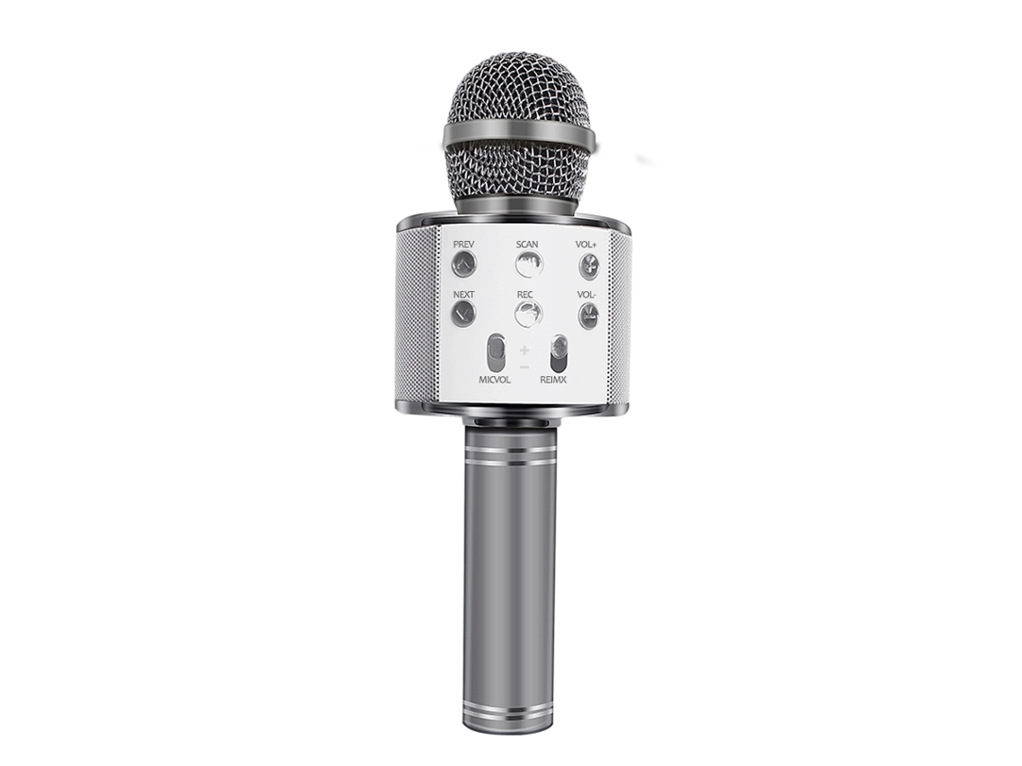 Microfone Karaoke Sem Fios Prateado (Idade Mínima Recomendada: 4 anos)