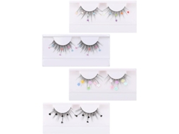 Cílios Postiços Com Glitter, Material Sintético, Conjunto Com 4 Pares.