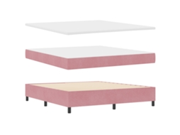 Cama Box Com Colchão E Banco  Rosa Vidaxl Veludo (180x200 Cm)