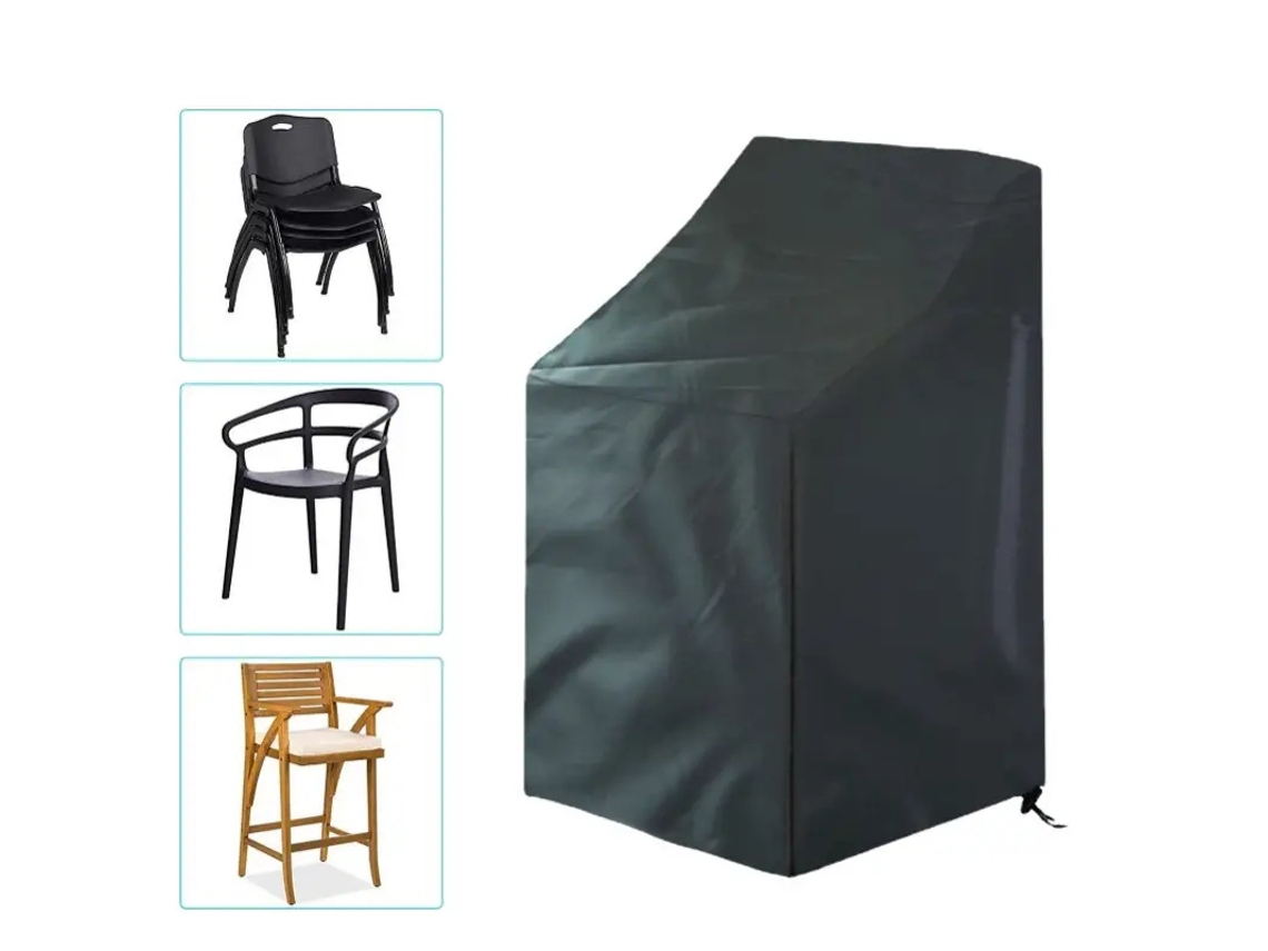 Capa Cadeira Jardim - Proteção Móveis Exterior - Capa Cadeira Exterior - Tecido Oxford - Preto - 65x65x120 Cm