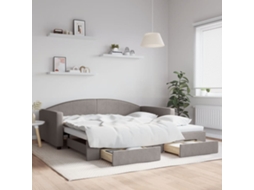 Sofá Cama C/ Gavetão/gavetas 100x200cm Tecido Cinza Acastanhado Lovely Home