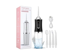 Irrigador Oral Fio Dental Elétrico Portátil Para Limpeza Oral E Dentária Preto 4 Bicos Yizhood