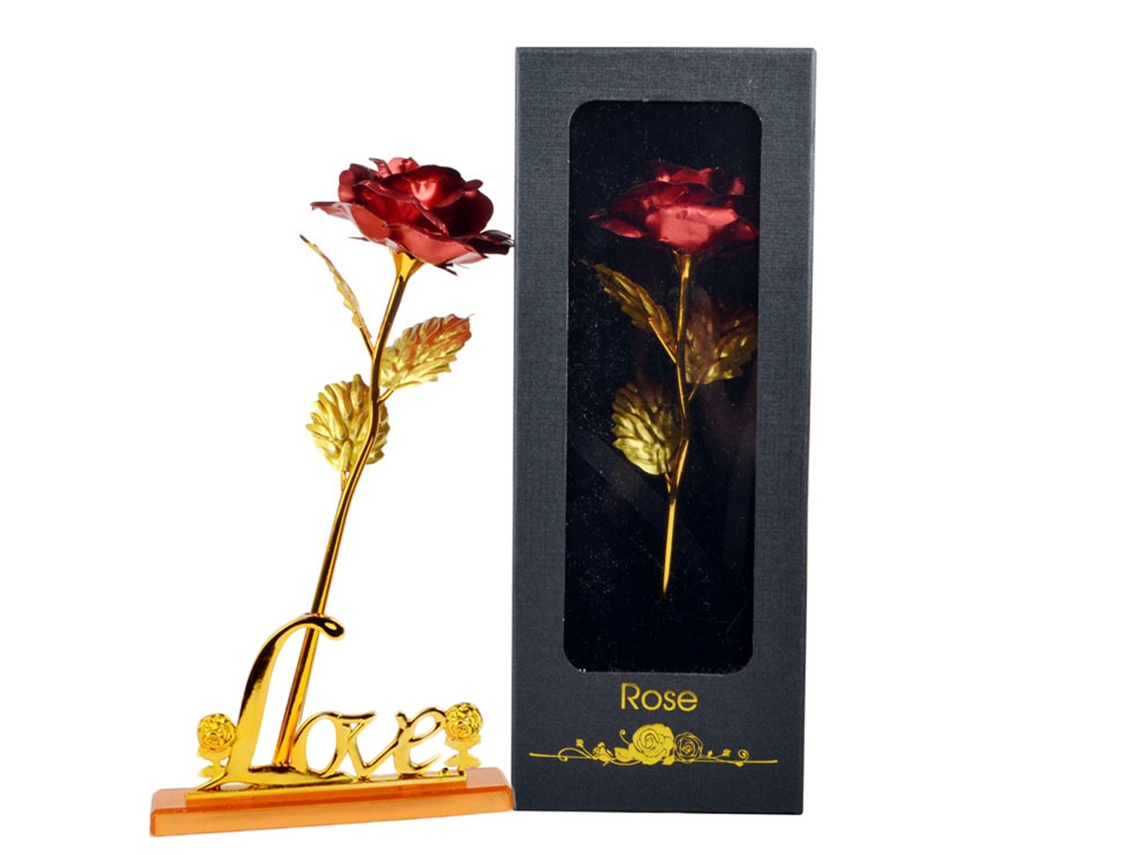 Rosa de Ouro Artificial Base Amor Dia Namorados e Mãe