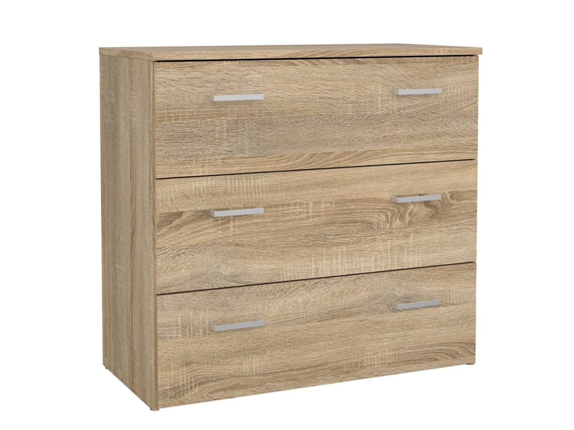 Cômoda Duero Com 3 Gavetas, 74x36x70cm, Cor Carvalho.