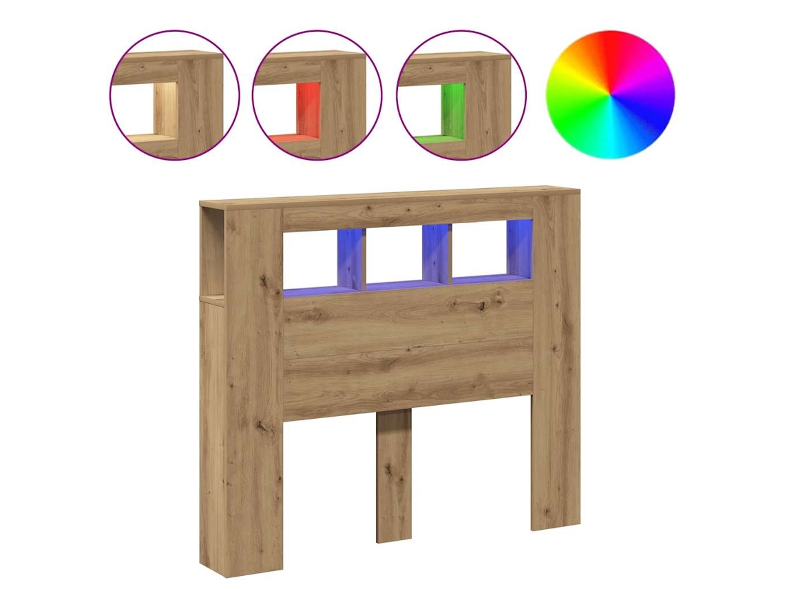 Cabeceira com Luzes Led Derivados de Madeira Carvalho Artisiano MAISON EXCLUSIVE
