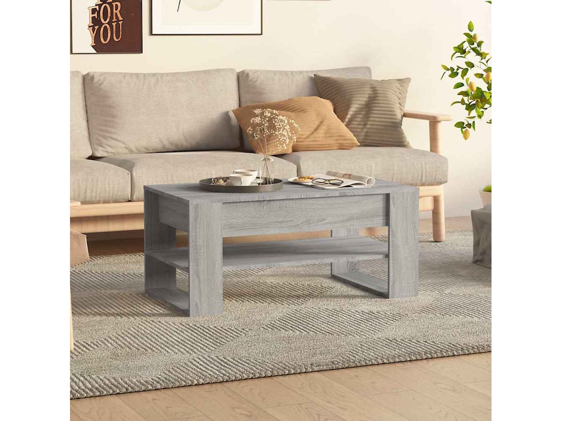 Vidaxl Mesa De Centro 102x55x45 Cm Madeira Processada Sonoma Cinza