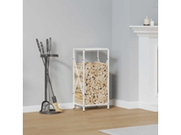 Vidaxl Suporte Para Lenha 34x25x70 Cm Aço Laminado A Frio Branco
