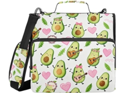 Organizador De Fichário 3 Argolas Em Formato Abacate Coração 7, 6cm 3 Polegadas, Com Alça, Vários Bolsos, Bolsa De