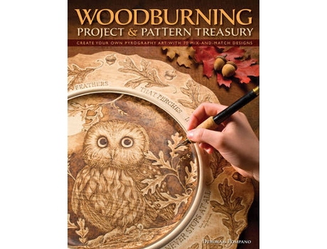 Livro woodburning project & pattern treasury de debbie pompano (inglês)