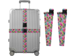 Conjunto De 2 Cintas Bagagem Rosa Listradas Para Malas Viagem, Acessórios Para Cintos, Conector De Bagagem, Cinto