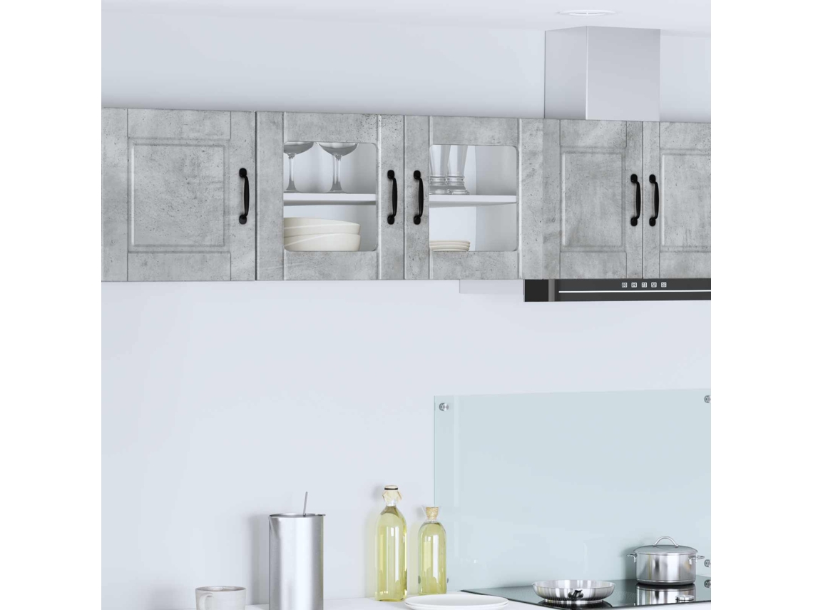 Vidaxl Armário De Vidro De Parede Porto Cinzento 80 X 31 X 40 Cm
