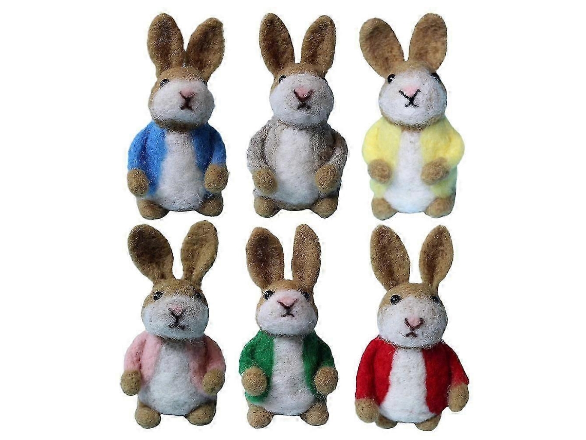 Wool Felt Rabbit With Balloons Easter Decorations Hanging Bunny6pcs