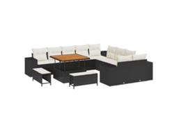 Conjunto 13 Conjunto De Sofá De Jardim Vidaxl Preto Vime Pe (100 X 100 X 71 Cm)