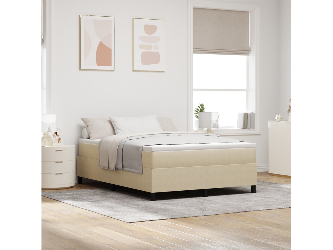 Cama Box Spring Verde Claro Cinza 140x200 Cm Em Tecido Cotelê