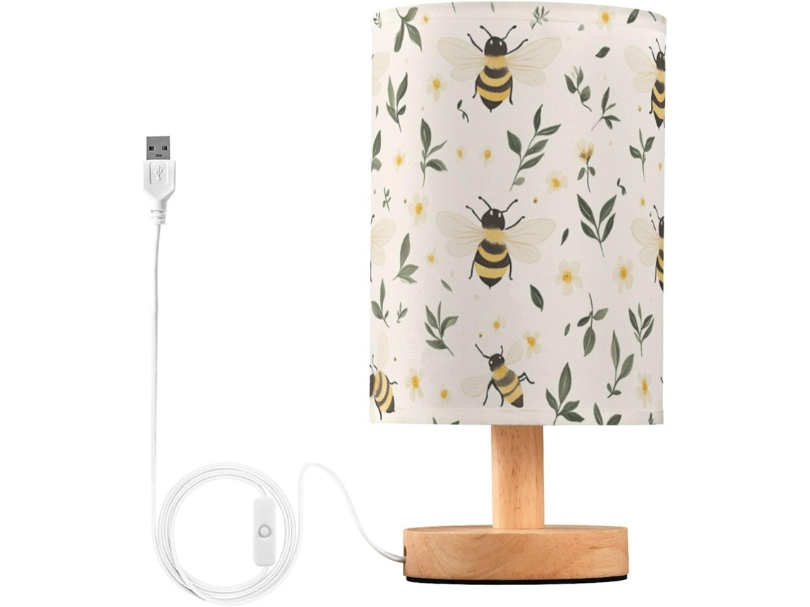 Kcldeci Leaf Bee Luminária de Cabeceira Para Quarto, Estilo Fazenda, Mesa Cabeceira, Luminária de Mesa para Sala