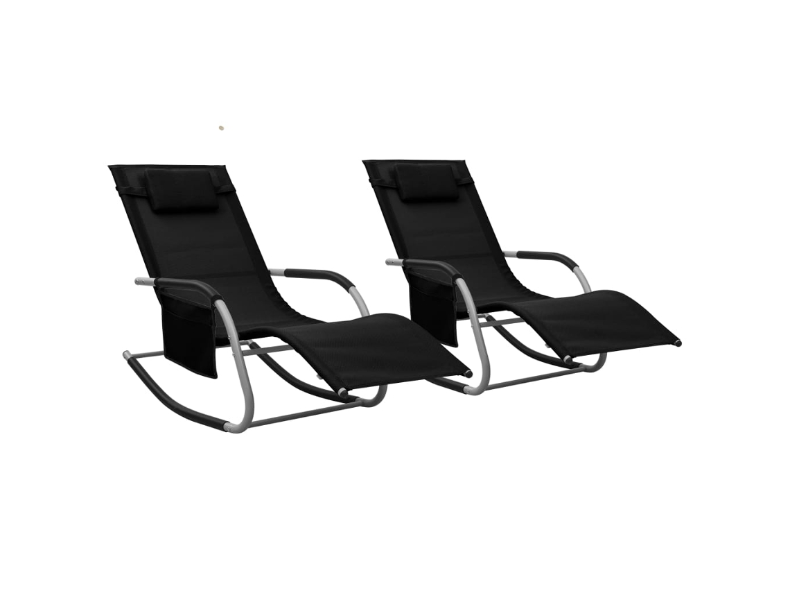 Sun Lounger, Sun Loungers Vidaxl Preto Tecido (n/a)