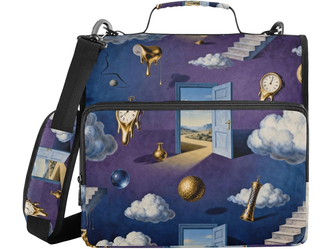 Tempo Surreal Pasta Organizadora De Documentos Com Vários Bolsos, Estampa Temática De 3, 8cm 1, 5 Polegadas, Fecho De 3 Argolas