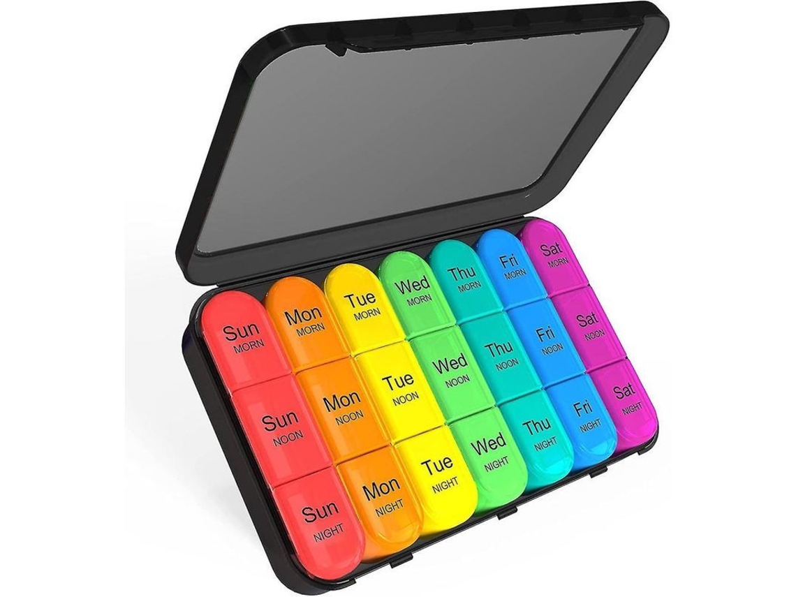 Organizador de Pílulas 3 Vezes Ao Dia Semanal com 21 Compartimentos Grandes Bpa Free Ideal para Viagens