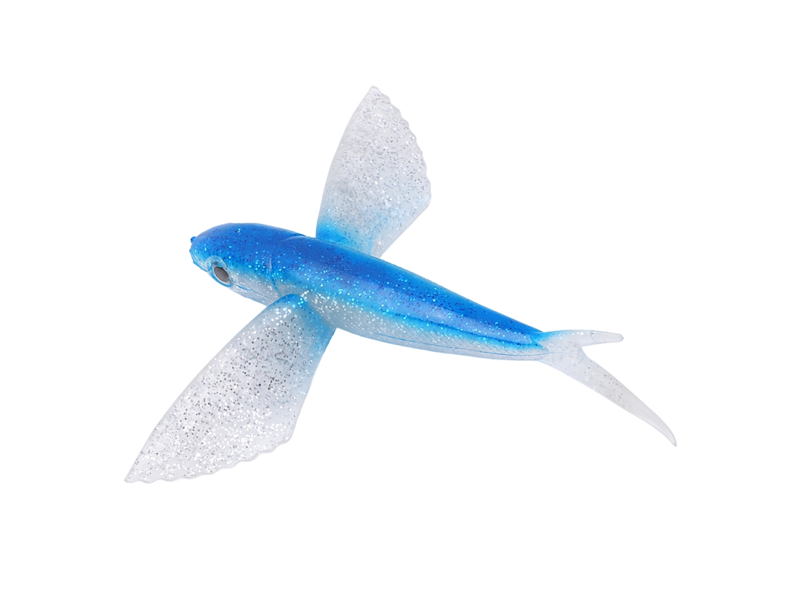 Isca Artificial Peixe Voador Silicone Azul para Pesca Marítima