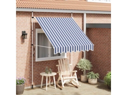 Vidaxl Toldo Retrátil Manual 200 Cm Riscas Azuis E Brancas