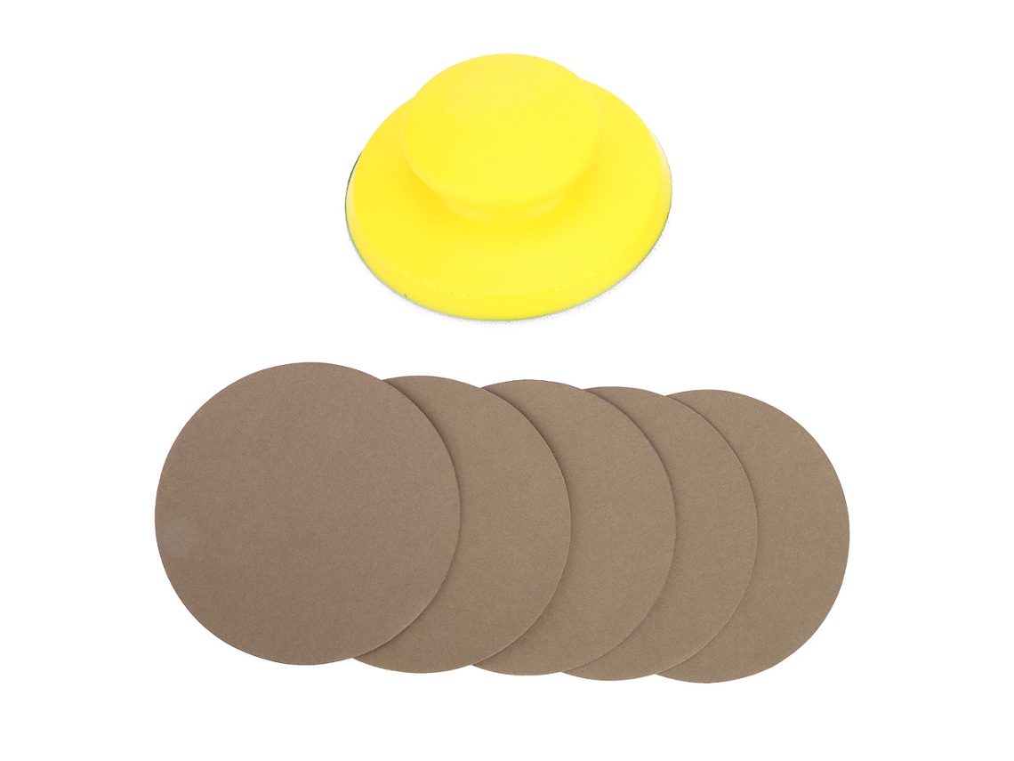 Bloco de Lixamento Manual com Velcro 5 Polegadas e Discos de 180 Grit | S/MARCA