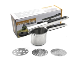 Espremedor de Batatas S/MARCA manual inox com 3 discos intercambiáveis para purê e alimentos bebê