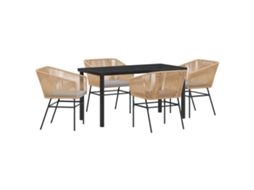 Conjunto 5 De Jantar De Jardim De Vidaxl Com Almofadas Em Rattan Polipropileno Marrom