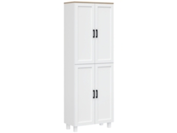 Armário com prateleiras abertas, compartimentos, adega, despensa, 5 portas, MDF branco. ZENCORE SERVICES