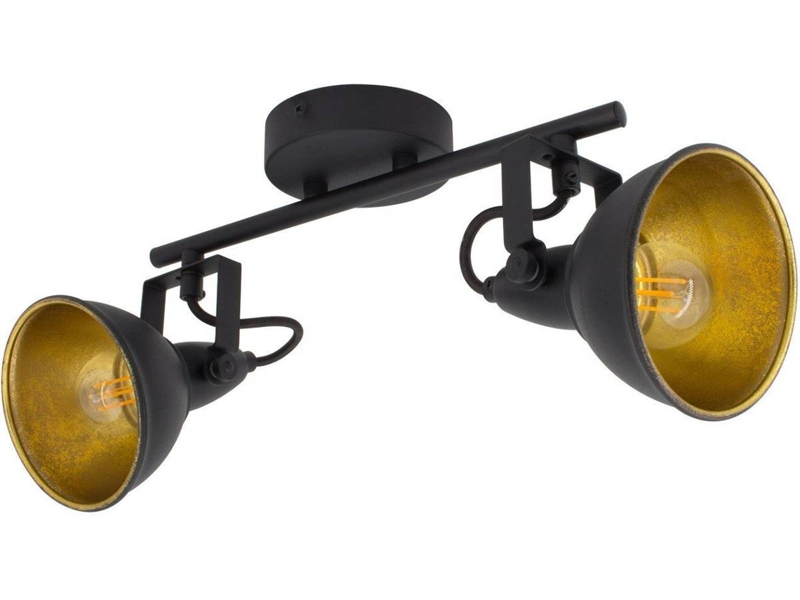 Candeeiro De Teto Orientável Em Metal Com 2 Focos Preto Emer Preto