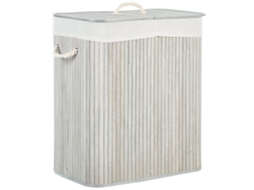 Canasta Decorativa Beliani Kandy De Bambú Gris 50x30x60