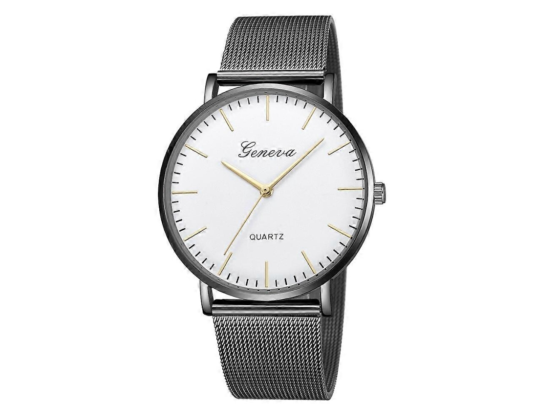 Relógio Geneva Fashion Quartz Para Homens E Mulheres Com Pulseira De Aço Inoxidável Em Malha.